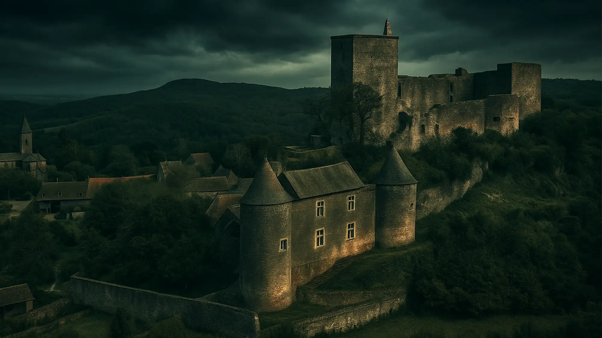 Château illuminé à la tombée de la nuit – 2023