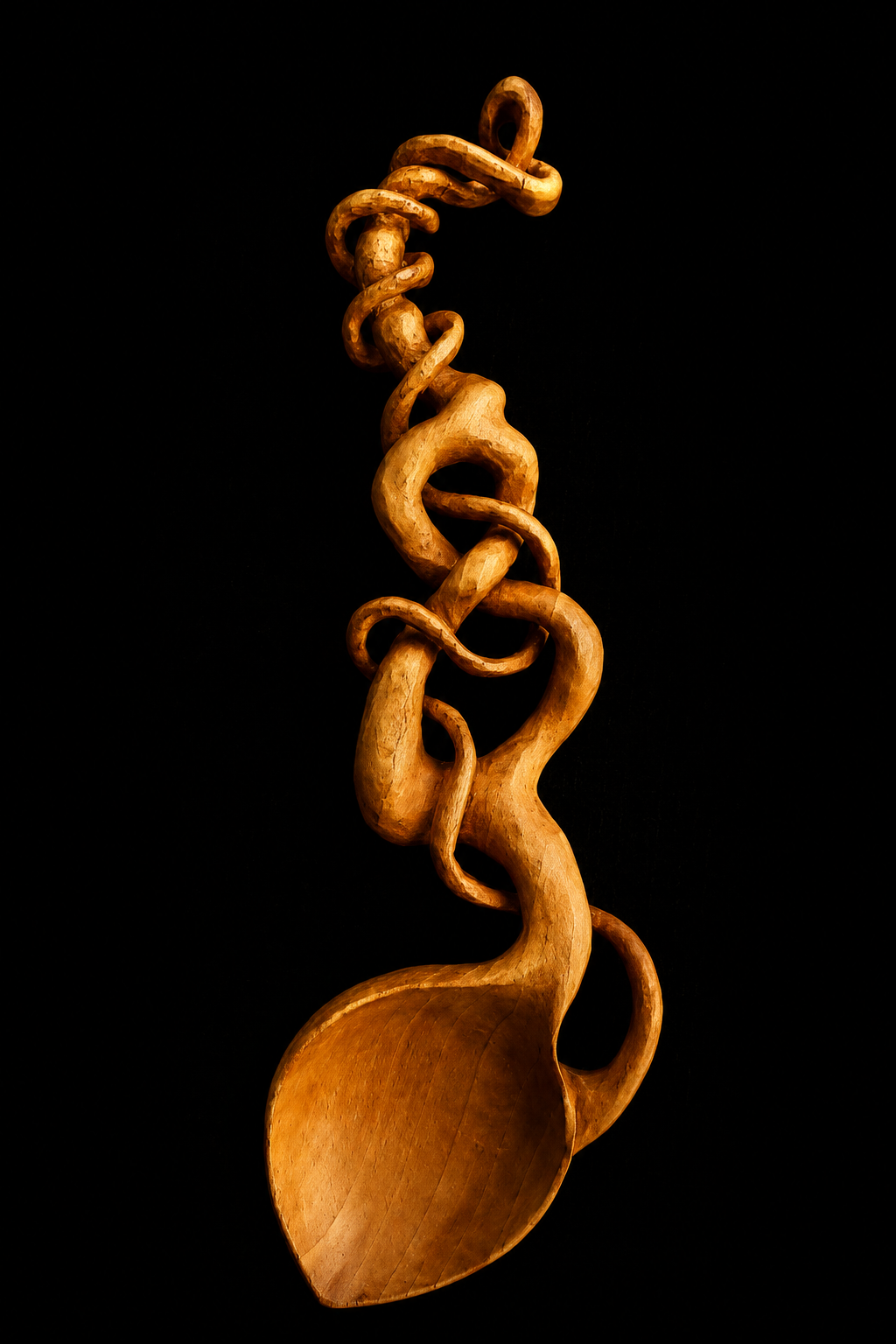 Love Spoon sculptée en bois - Nœud vivant