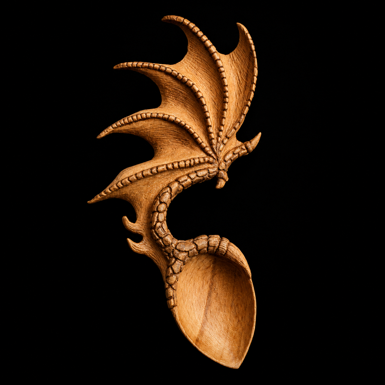 Love Spoon sculptée en bois - Aile de dragon