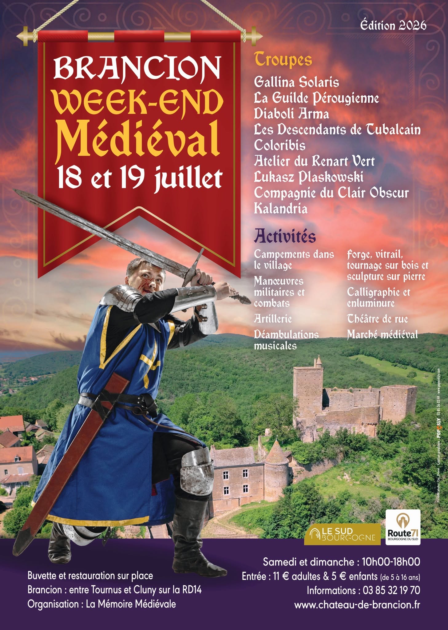 Affiche du Week-end médiéval de Brancion 2026